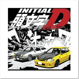 Initial D Drifting ek9 spoon todo vs AE86 Takumi racing Posters and Art